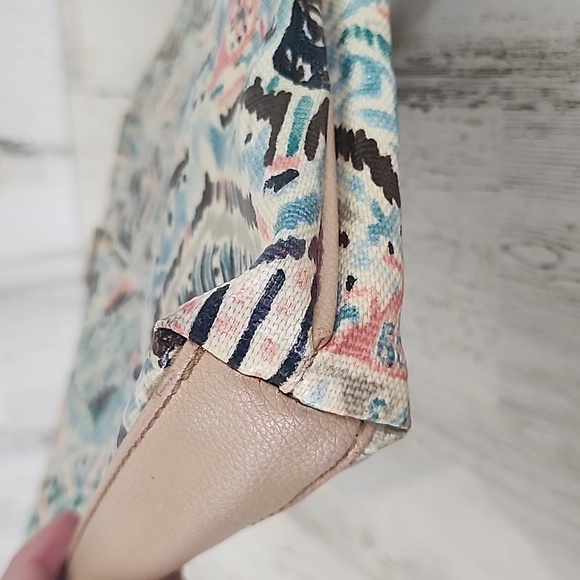 Sakroots Artist Circle Coated Canvas Turquoise Pink Beige Crossbody Purse FLAWS - Picture 4 of 14